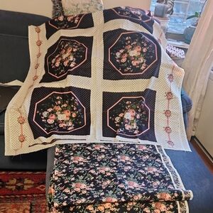 Bundle of 2 Cranston Quilting Cotton Fabrics - Black and Pink